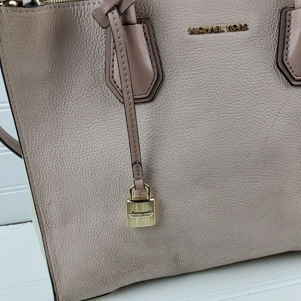Michael Kors MK Pebbled Leather Satchel Crossbody Shoulder Handbag Purse